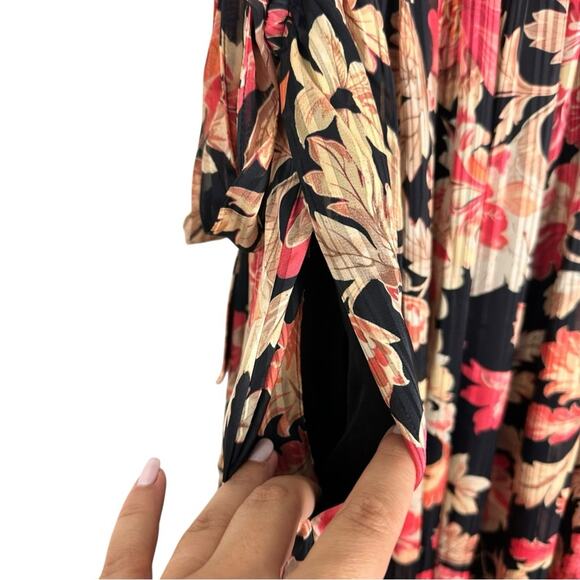 NEW Free People Primmy Midi Black Floral Chiffon Pink Lace Resort Boho Dress XL - Picture 15 of 16